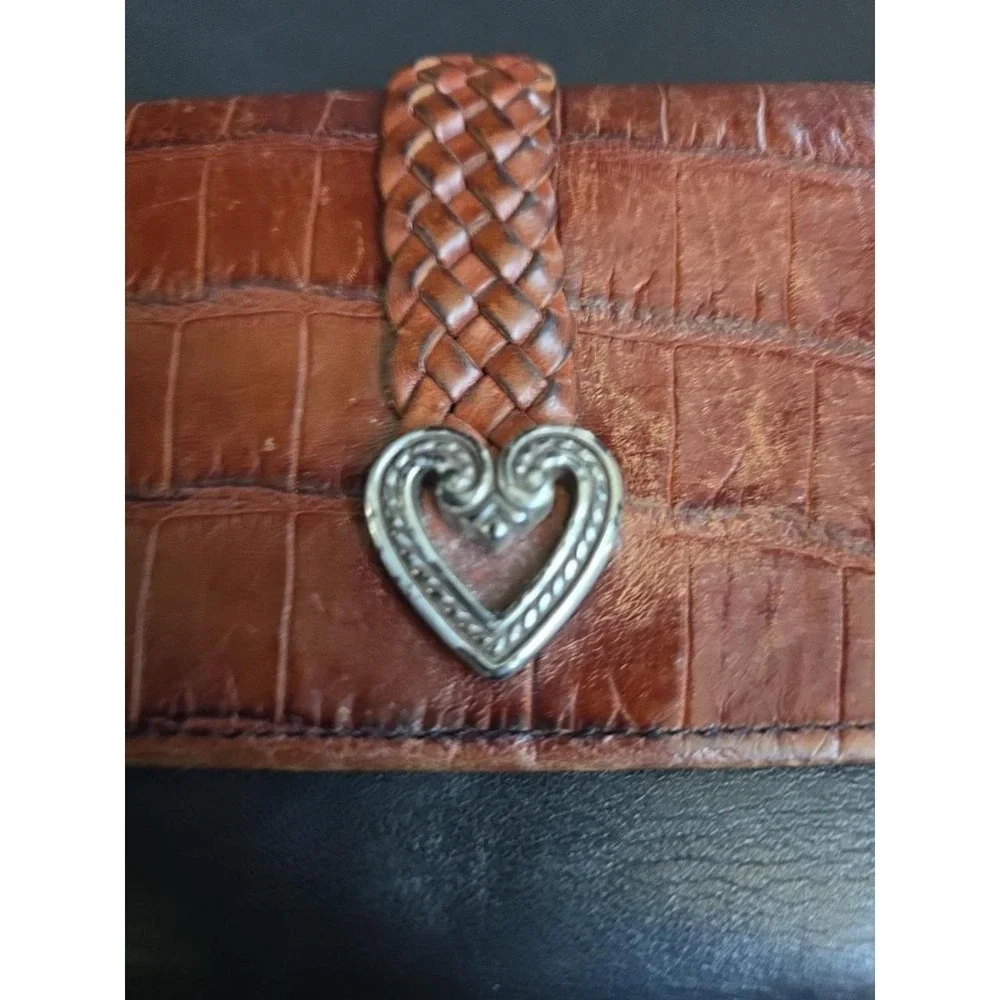 Brighton Elegant Brown/Black Crocodile Embossed Wallet w/ Heart